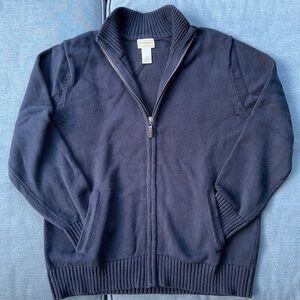 L.L. Bean Navy Blue 100% Cotton | Zip Cardigan Sweater | Men’s Large